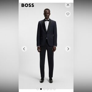 NEW HUGO BOSS SLIM-FIT TUXEDO JACKET AND PANTS IN WOOL SERGE SIZE 38R DARK BLUE